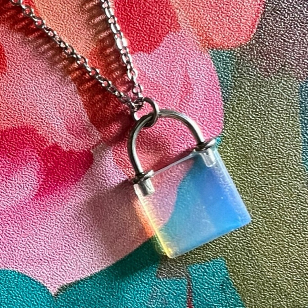 Opalite Lock Necklace - Picture 7 of 8